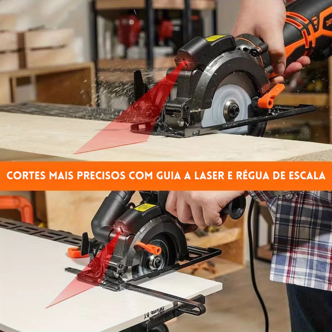 Serra Elétrica Circular Cortex Multiuso, 6 Lâminas Inclusas + BRINDES: Óculos de Proteção e Trena 10 Metros